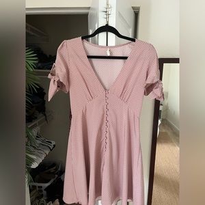Size small pink polkadot silk dress